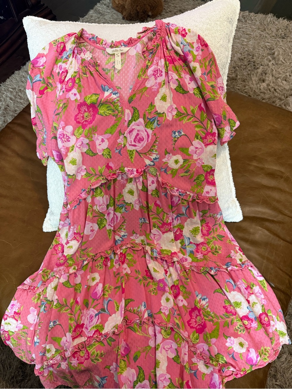 Matilda Jane Pink Floral Ruffled Neck Blouse